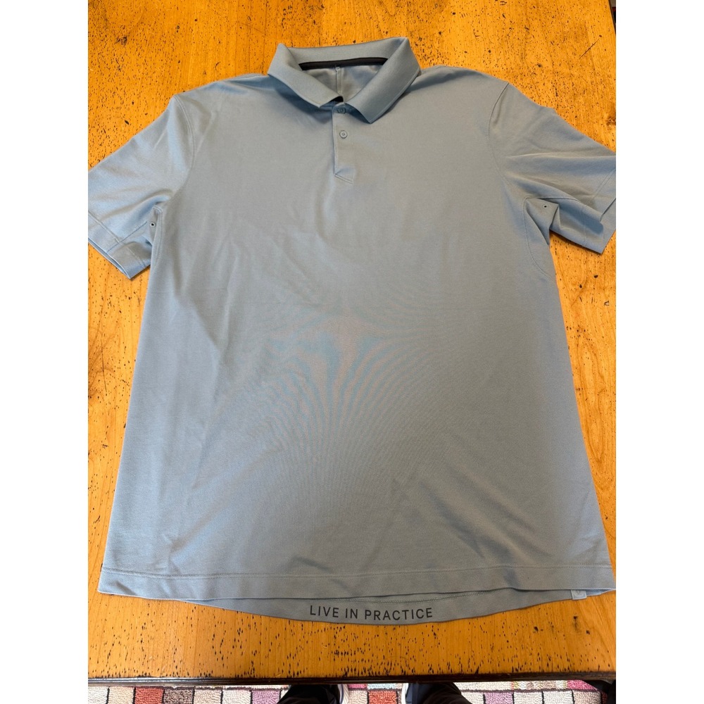 Lululemon Evolution Polo Size L Blue Gray Short Sleeve Active Golf Shirt Mens
